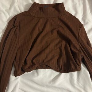 SHEIN Chocolate Ribbed Crop Top